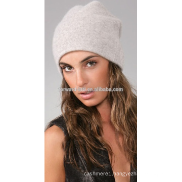 High quality 100% cashmere plain color winter knitting hat